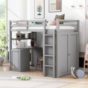 Loft Bed With Drawers, Desk, And Wardrobe