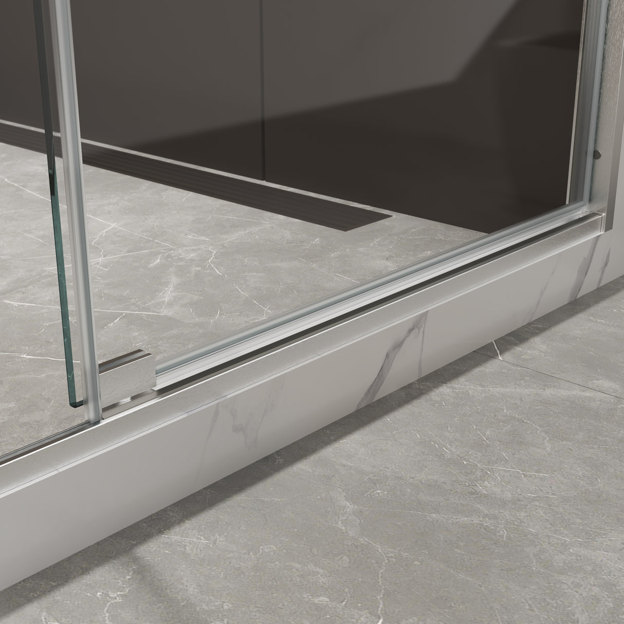 50-54"W x 74"H Pivot Shower Door with 5/16" Tempered Glass - Brushed Nickel Finish