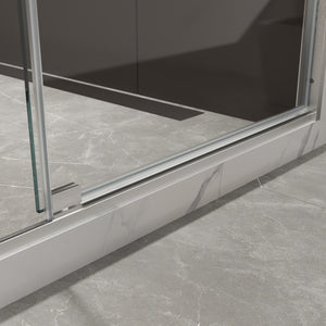 50-54"W x 74"H Pivot Shower Door with 5/16" Tempered Glass - Brushed Nickel Finish