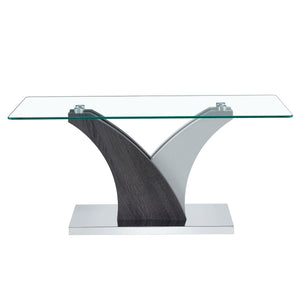 Artistic Rectangular Coffee Table With Tempered Glass Countertop