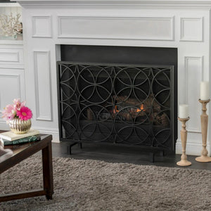 Thayer - Single Panel Iron Fireplace Screen With Geometric Design - Best Buy Furniture