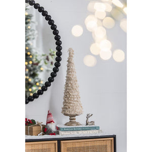 D3.9x15" Fringes Embellished Cone With Wooden Base