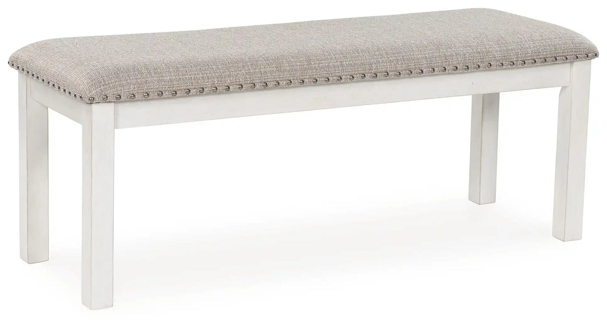 Robbinsdale - Large Upholstered Dining Room Bench - Antique White - Best Buy Furniture