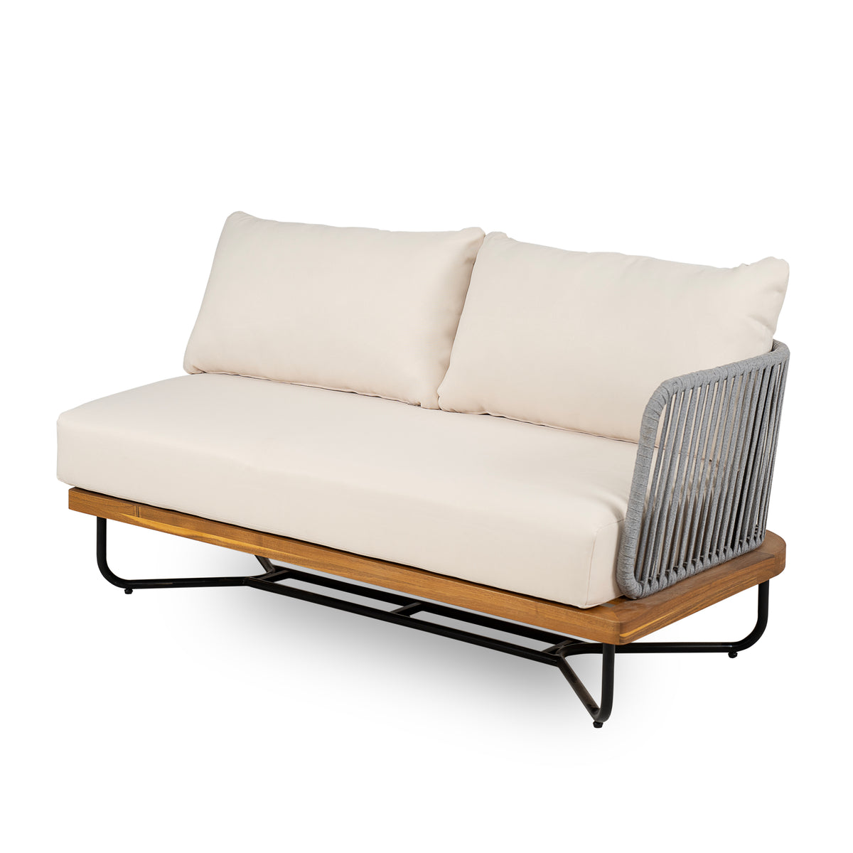 Lucca Outdoor 6 Seaters Acacia Wood and Rope Woven Patio Set