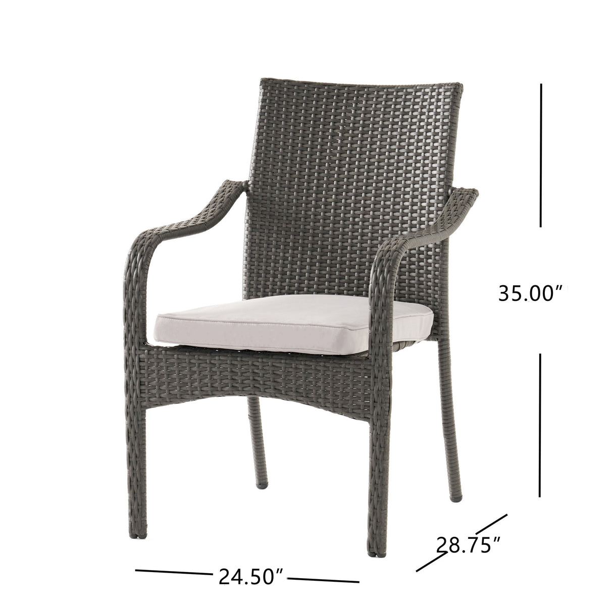 Outdoor PE Rattan Stacking Chair with Iron Frame and Cushions (Set of 4)