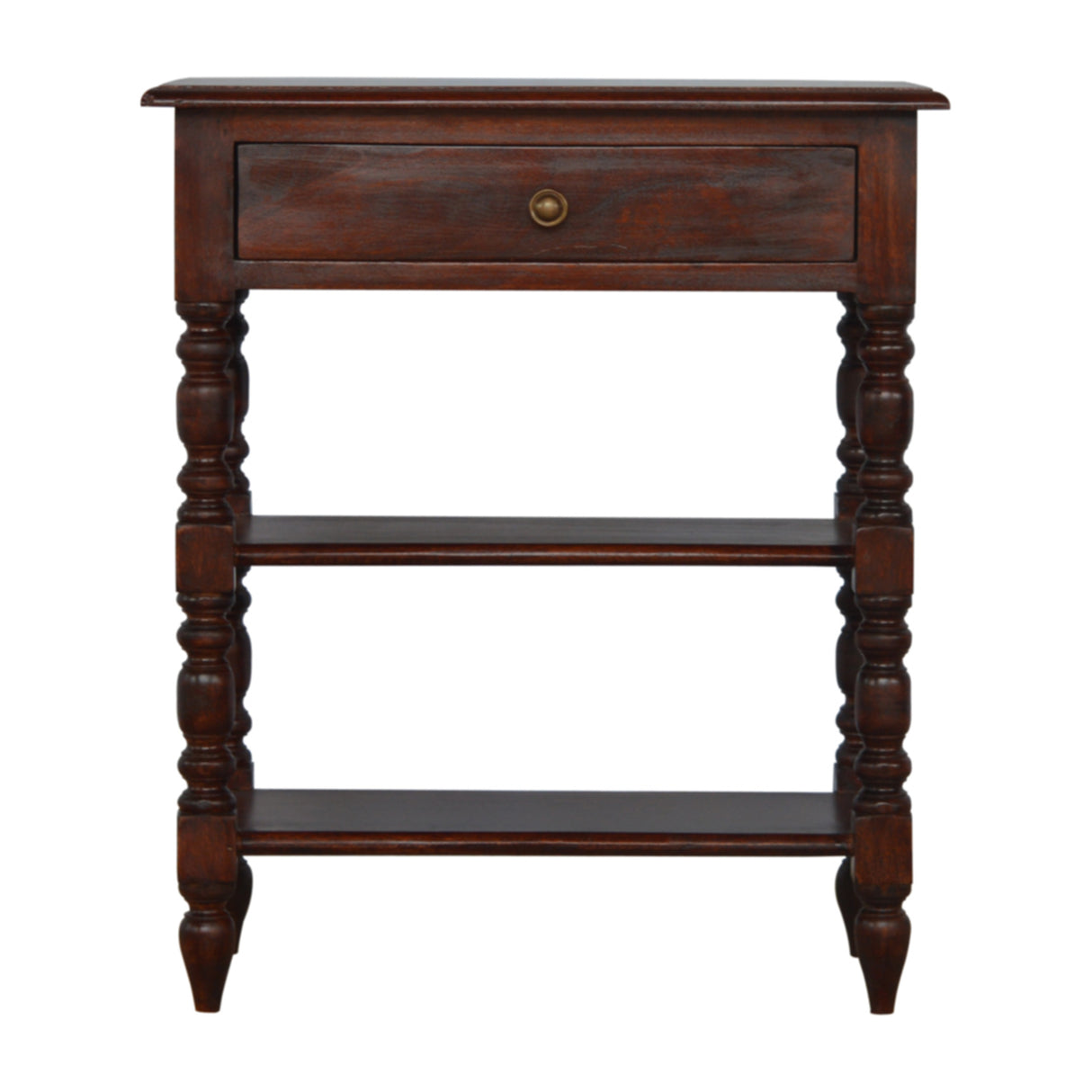 Solid Wood Turned Occasional Table, 1-Drawer