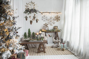 17.7" x 17.7" Large Fir Wood Snowflake Ornaments - Set of 2