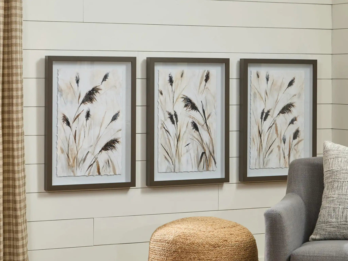 Honslow - Wall Art Set (Set of 3) - Brown / Black / White - Best Buy Furniture