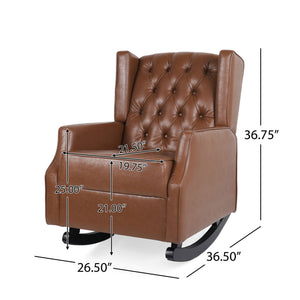 Moss - Upholstered Rocking Recliner With Diamond Tufting And Wingback - Light Brown - Best Buy Furniture