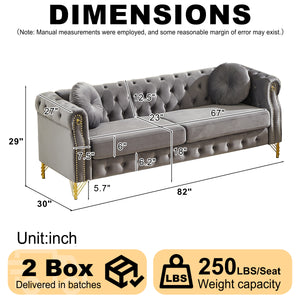 82-Inch Velvet Chesterfield Sofa
