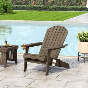 Zenithia - Outdoor Foldable Adirondack Chair With 2 Cup Holders - Best Buy Furniture