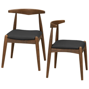 Set of 2 Rubberwood Dining Chairs