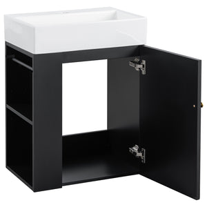 20 Inch Bathroom Vanity with Ceramic Sink, Diamond Pattern Door Design