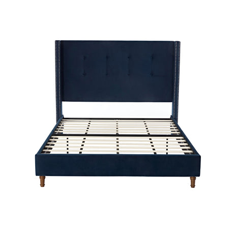 Peyton - Upholstered Bed With 54" High Headboard, Traditional Hand Buttoned Tufting