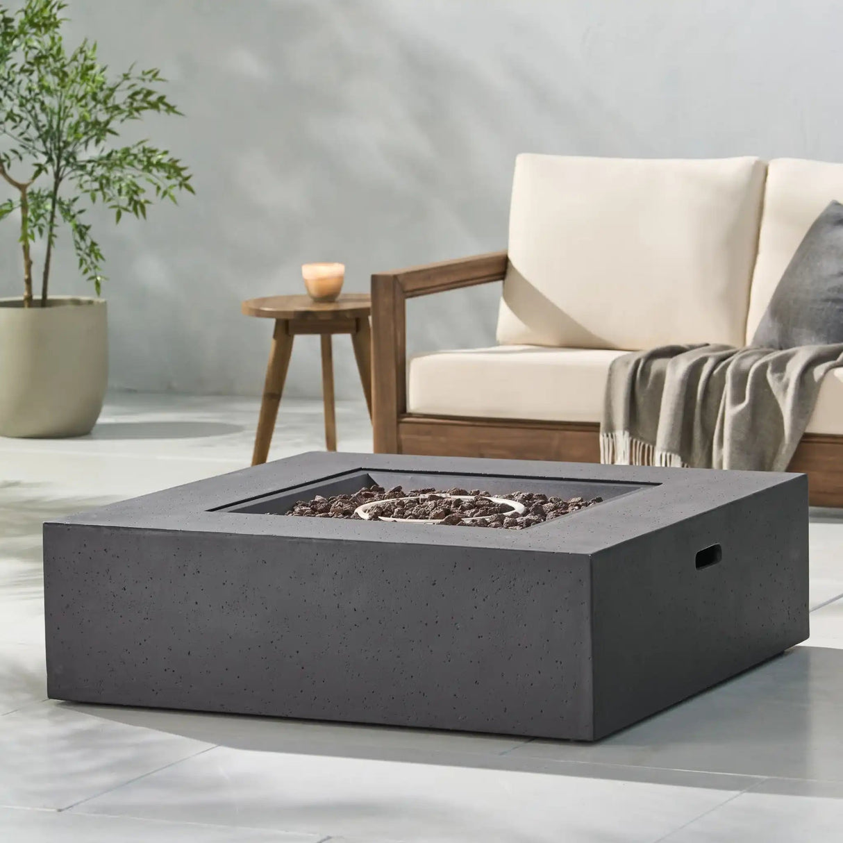 Modern 50,000 Btu Square Fire Table With Propane Tank - Best Buy Furniture