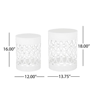 Outdoor Metal S/2 End Table