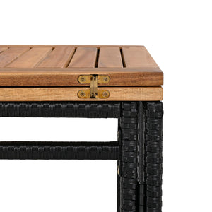 Outdoor Acacia Wood Bar Height Table And Eight Stools With Cushions