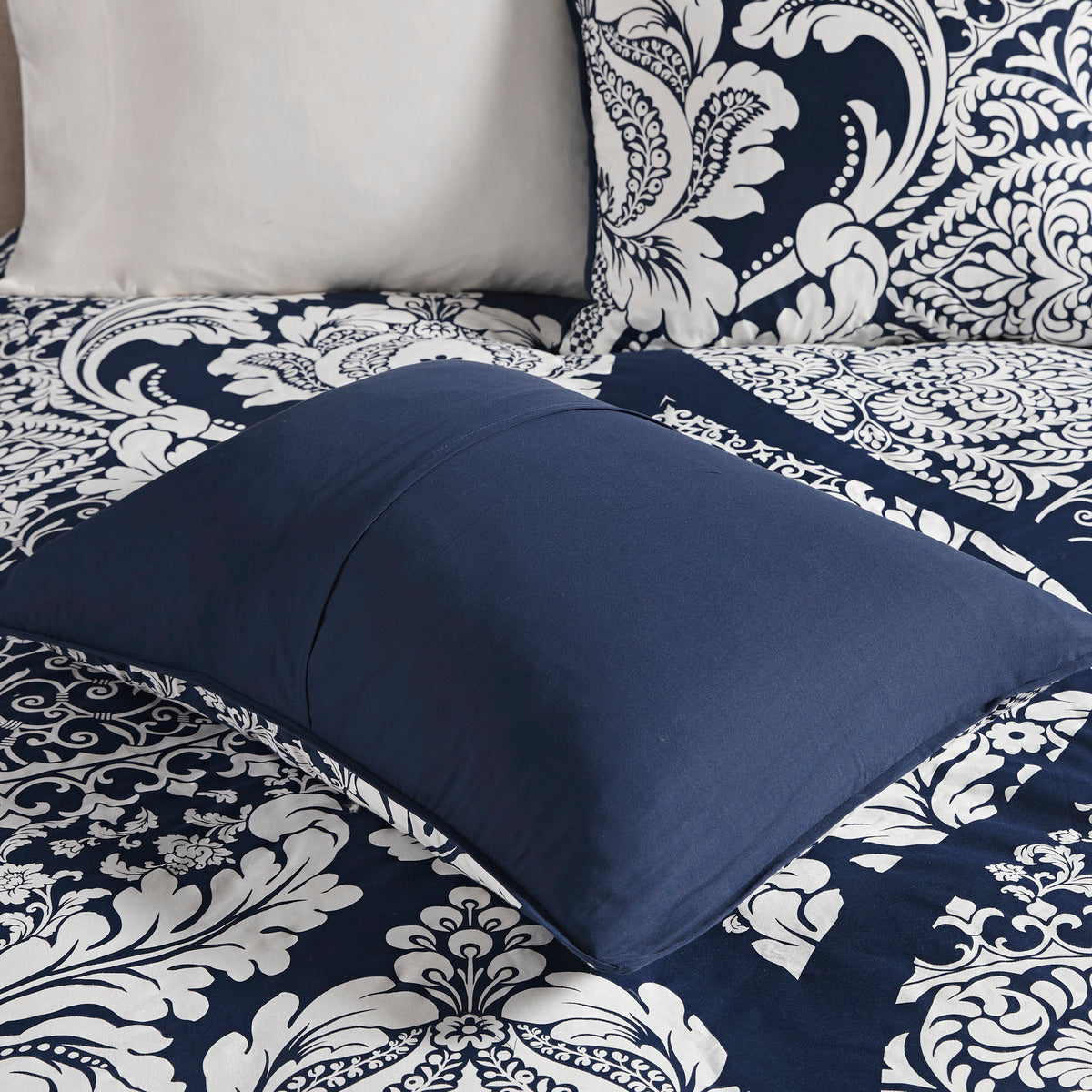 7 Piece Cotton Printed Comforter Set Indigo Queen