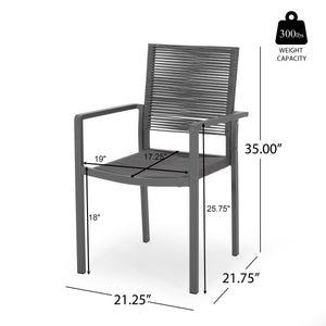 Outdoor Modern Aluminum Dining Chair with Rope Seat (Set of 2)