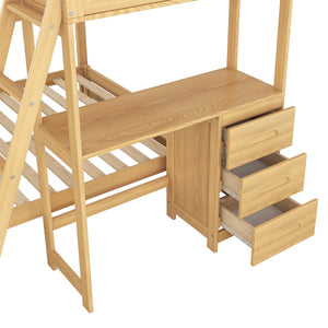 Bunk Bed With Built In Desk And 3 Drawers