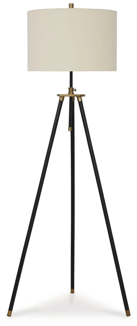 Cashner - Metal Floor Lamp - Black / Gold Finish - Best Buy Furniture
