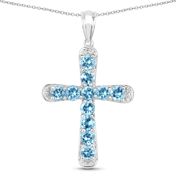 3.85 Carat Genuine Blue Topaz .925 Sterling Silver Pendant
