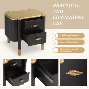 Contemporary 2 Drawers Nightstand with Curved Profile Design