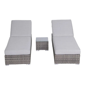 3 Piece Chaise Lounge Set With Adjustable Reclining - Gray Mix