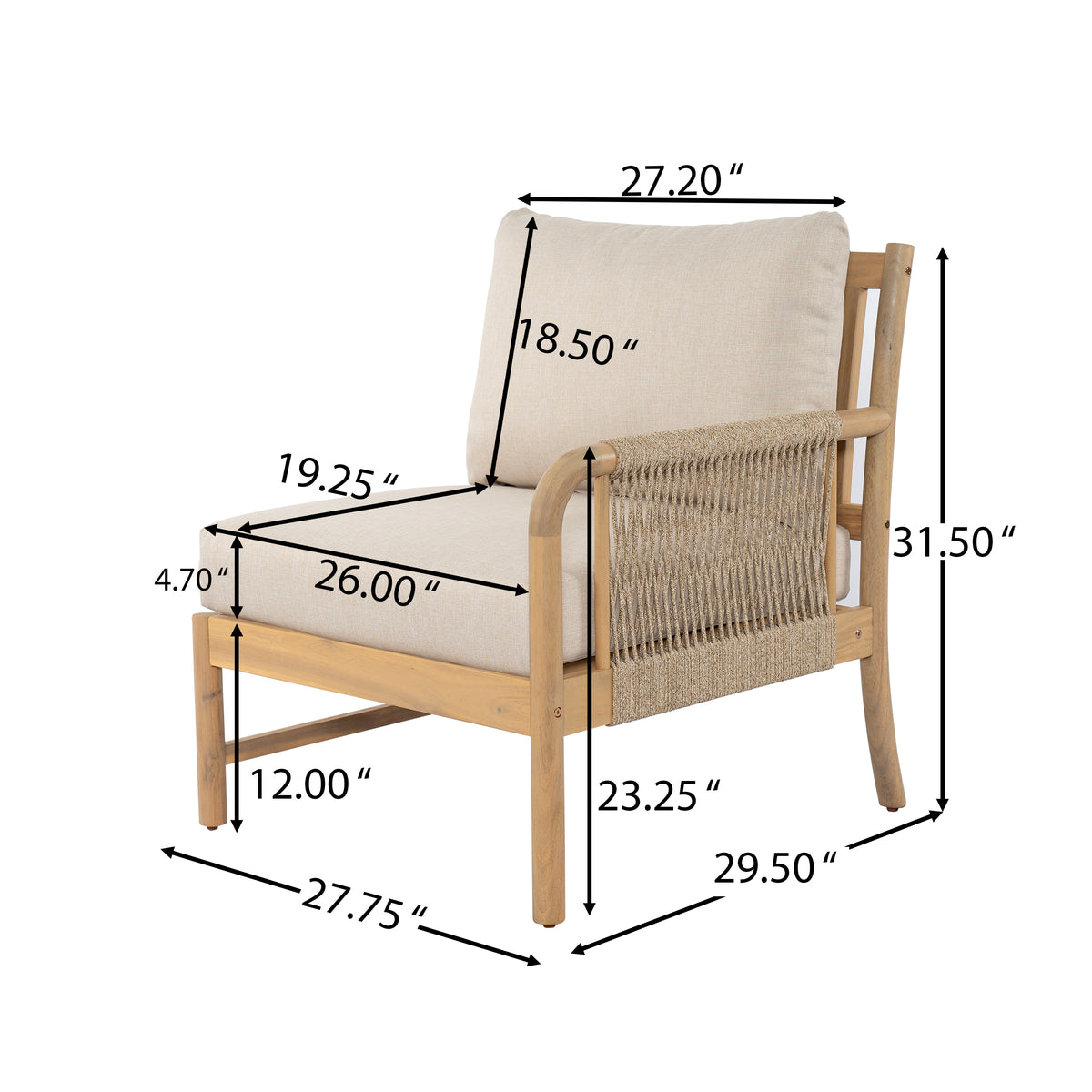 Casper Outdoor Right Arm Chair
