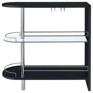 Karinna - 2 Tier Home Bar Table With Shelf - Silver