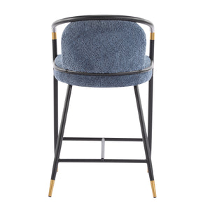 26" H Upholstered Counter Stool with Metal Frame (Set of 2) - Navy