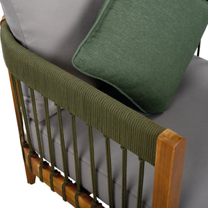 Acacia Wood Outdoor Club Chair with Handwoven Rope Accents