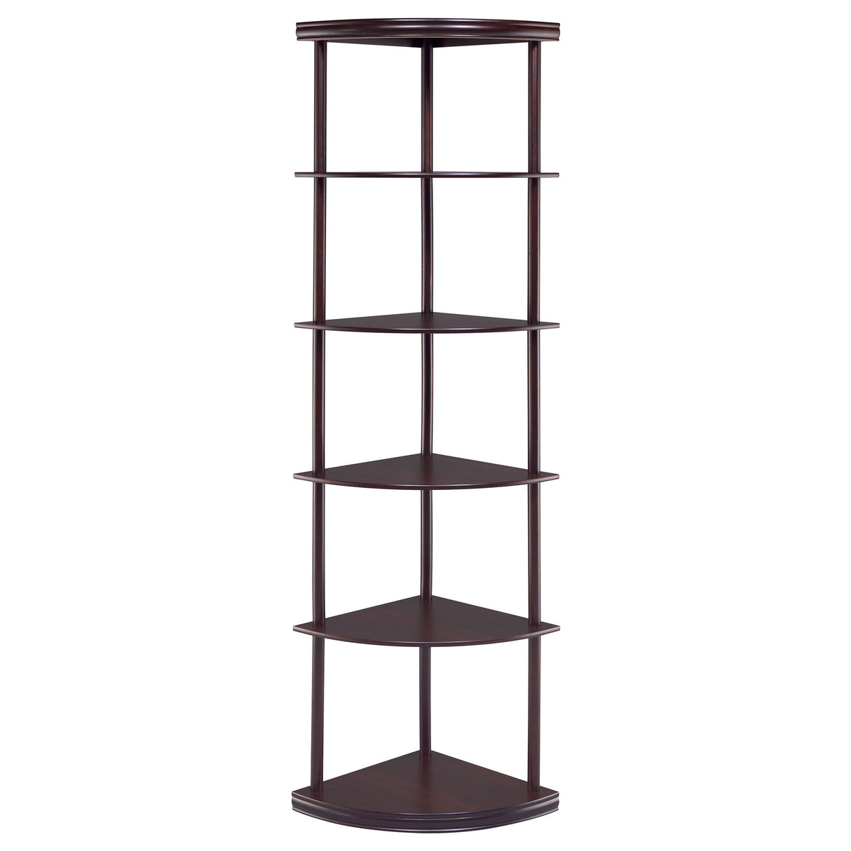Corner Bookcase With 5 Shelves, Compact Design For Living Room - Cappuccino