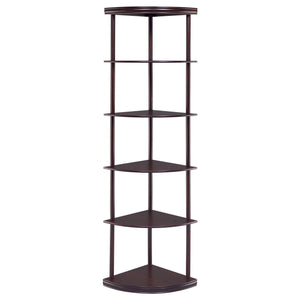 Corner Bookcase With 5 Shelves, Compact Design For Living Room - Cappuccino