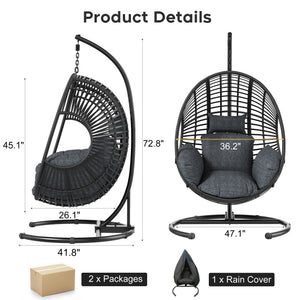 42 Extra Wide U-Base Hanging Egg Chair with Cushion