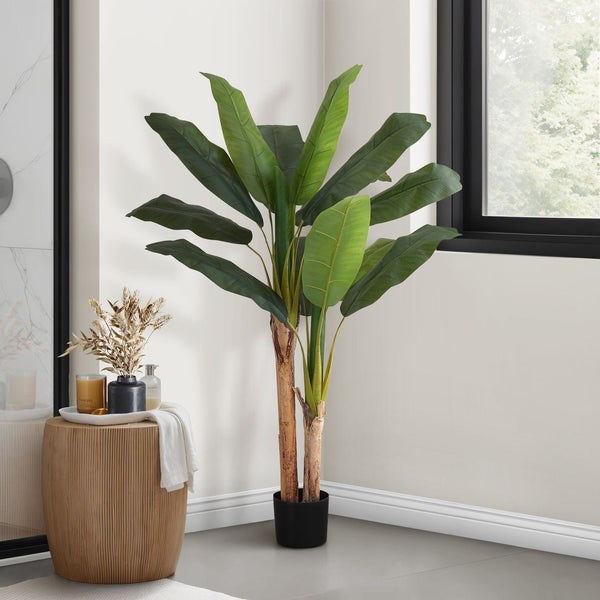 55" Tall, Artificial Plant, Banana Tree, Indoor, Faux, Fake, Floor, Greenery, Potted, Real Touch, Decorative - Green / Black - Best Buy Furniture