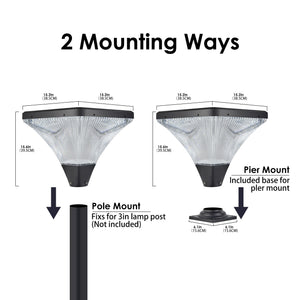 15" Black Outdoor Post Light - LED with Remote Control