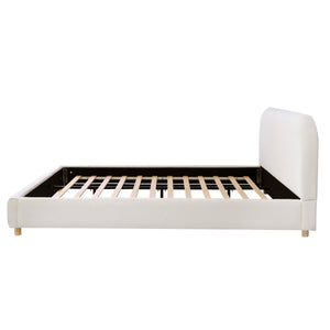 Queen Size Upholstered Bed With Boucle Fabric