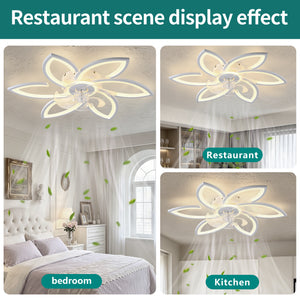 30" White Flower 6 Speeds Flush Mount Ceiling Fan