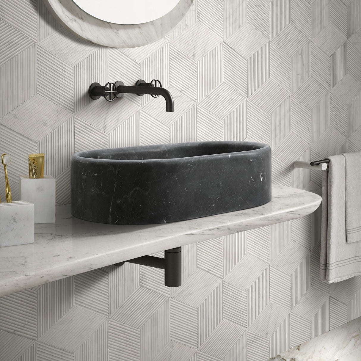 Bathroom Vessel Sink, Semi Polished Surface