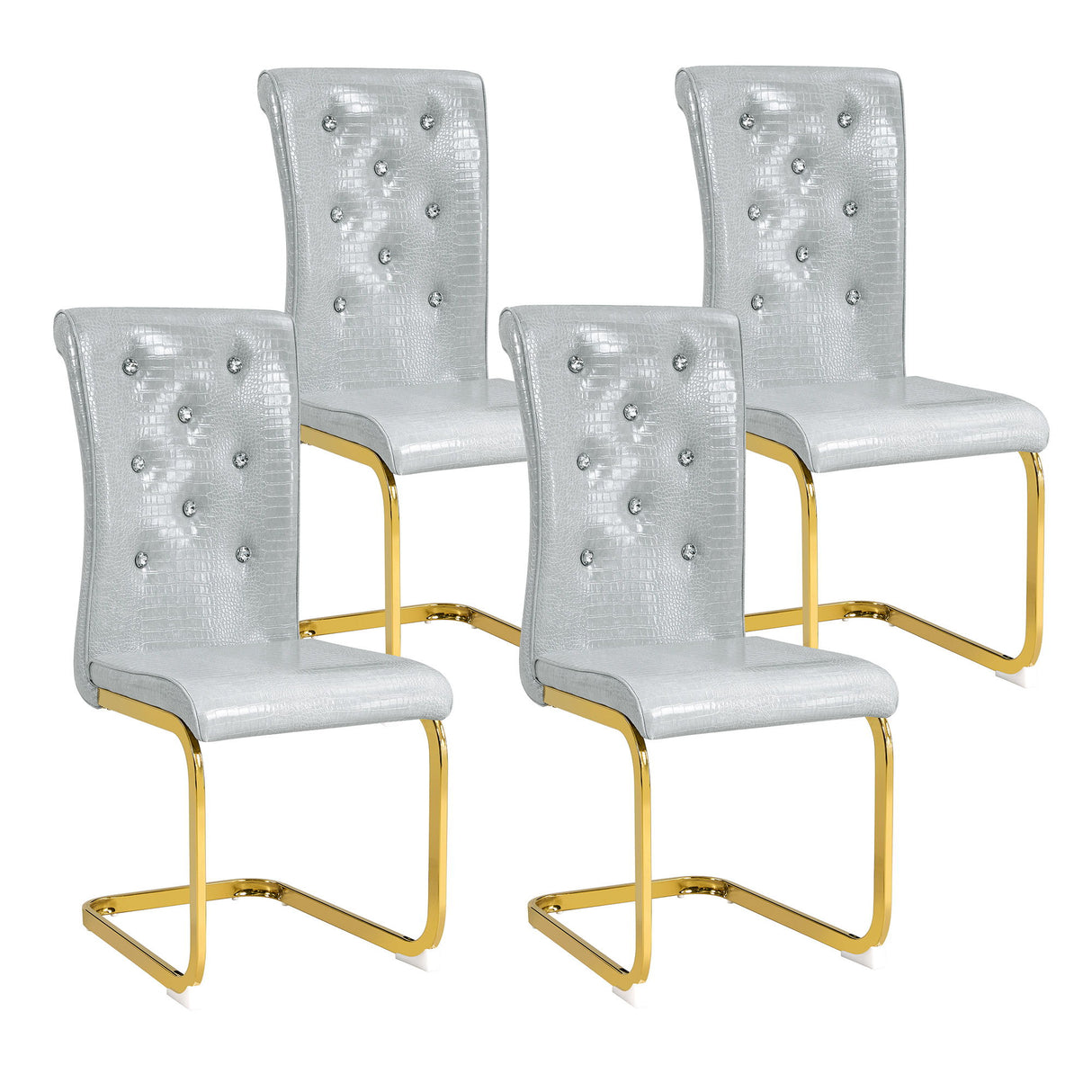 Elegant Design Alligator Skin Upholstered Dining Chairs