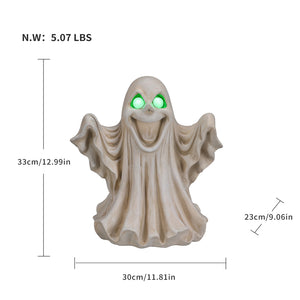 Halloween Ghost Figurine - LED Light Up with Glowing Eyes