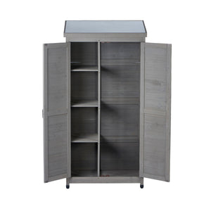 Outdoor Storage Shed With Vertical Tool Cabinet For Backyard