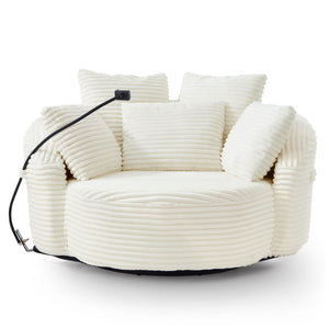 Swivel Accent Barrel Chair With Adjustable Phone Holder