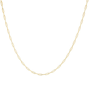 Solid 14K Yellow Gold 2.5mm Paperclip Chain Necklace Unisex 18" Inches