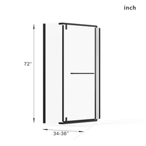 Neo Angle - Frameless Shower Door With White Acrylic Shower Base Combo - Matte Black