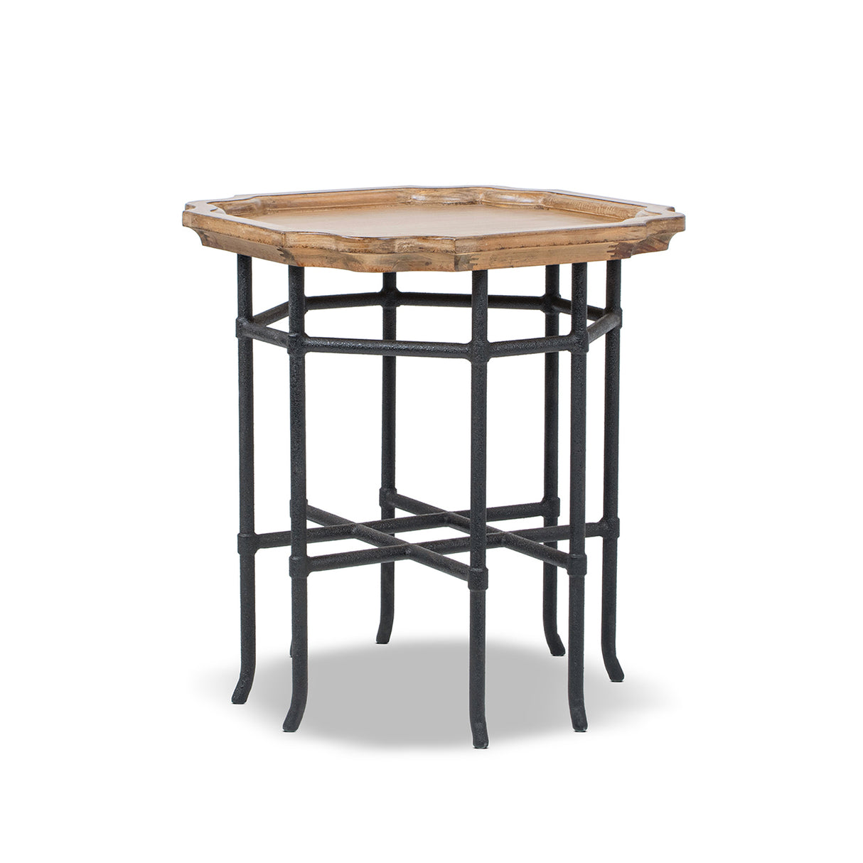 Foundry 24" Square Reclaimed Pine Wood & Iron Side Table Antique