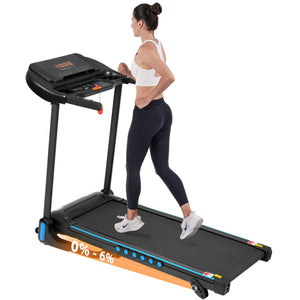 Incline Treadmill For Running & Walking, Hydraulic System Auto Folding With Type C & USB Charge For Android, 10Mph, Bluetooth Speaker - Black