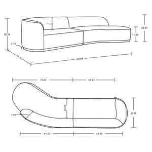 Daria - Sofa Sectional With Pillows, 2 Piece Design