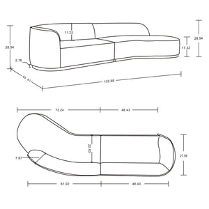 Daria - Sofa Sectional With Pillows, 2 Piece Design